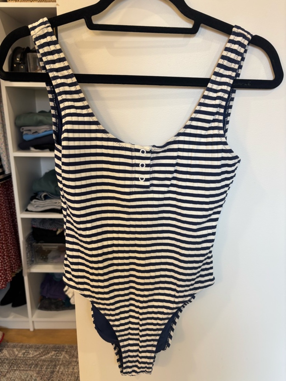 Solid & Striped Scoop Neck One-Piece Swimsuit - Navy/White - Picture 3 of 3